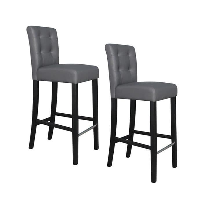 ELVIS Sæt med 2 barkrakker - Grå faux knapper - Moderne - B 39 x D 49,5 cm
