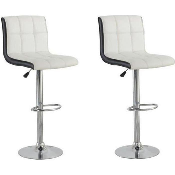 JOKER Uppsättning av två barstolar - Vit och svart imitation - Modern stil - L 45 x D 49,5 cm