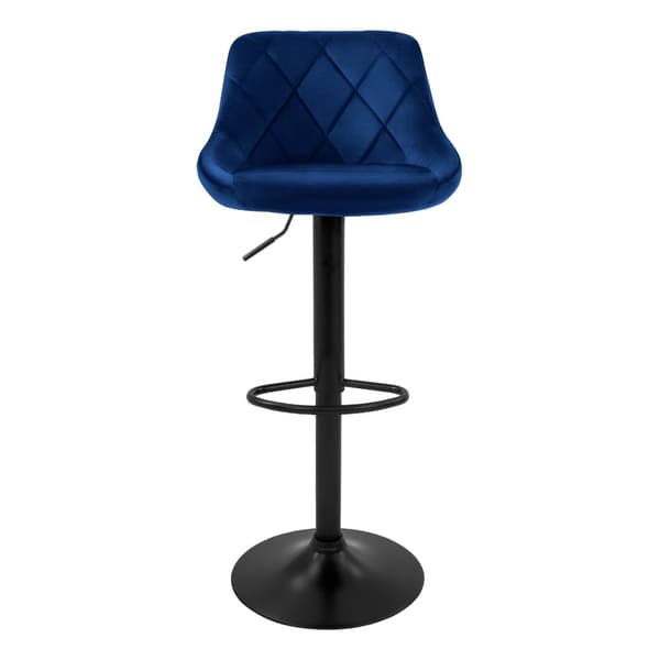 Barstol set om 2 blå sammetsöverdrag med ryggstöd och fotstöd höjdjusterbar 62-82cm ML-Design