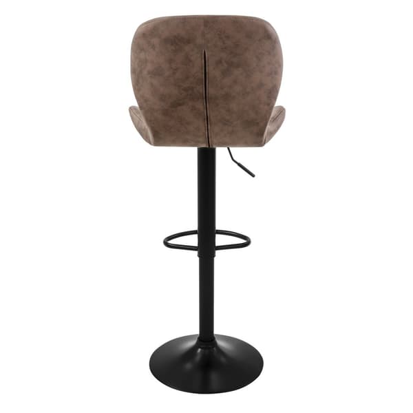 Barstol uppsättning av 2 brunt konstläderklädsel med ryggstöd och fotstöd höjdjusterbar 59-79cm ML-Design