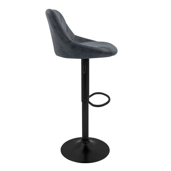 Barstol sæt med 2 stk. antracit kunstlæderpolstring med ryglæn og fodstøtte højdejusterbar 62-82 cm ML-Design