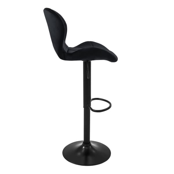 Baarijakkara 2 kpl musta samettipäällysteinen, selkänoja ja jalkatuki korkeussäädettävä 59-79cm ML-Design
