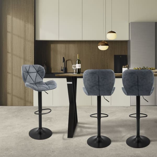 Barstol set om 2 antracit konstläderklädsel med ryggstöd och fotstöd höjdjusterbar 59-79cm ML-Design