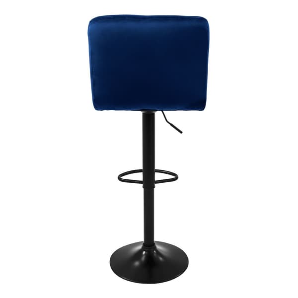 Barstol set om 2 blå sammetsöverdrag med ryggstöd och fotstöd höjdjusterbar 63-83cm ML-Design