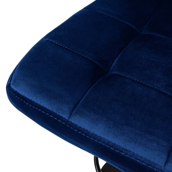 Barstol set om 2 blå sammetsöverdrag med ryggstöd och fotstöd höjdjusterbar 63-83cm ML-Design