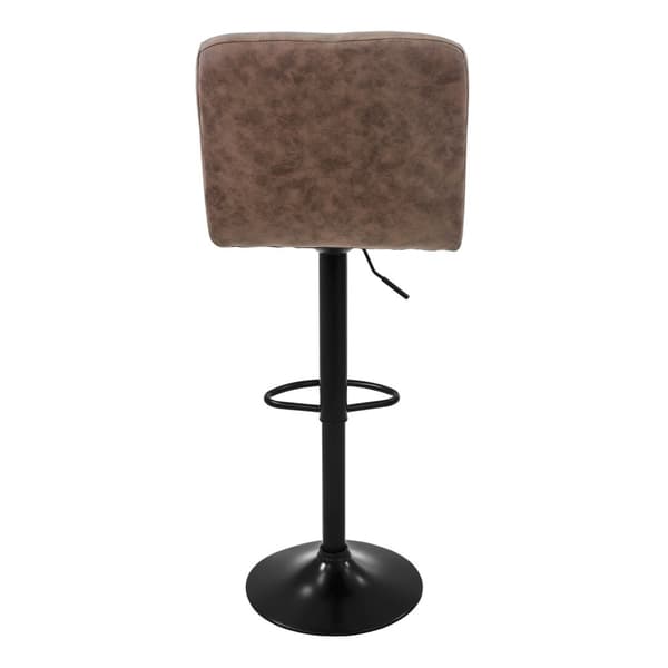Barstol uppsättning av 2 brunt konstläderklädsel med ryggstöd och fotstöd höjdjusterbar 63-83cm ML-Design