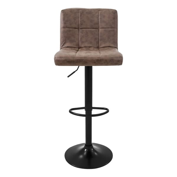 Barstol uppsättning av 2 brunt konstläderklädsel med ryggstöd och fotstöd höjdjusterbar 63-83cm ML-Design