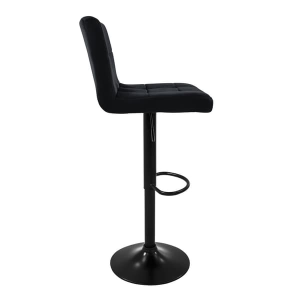 Barstol set om 2 svart sammetsöverdrag med ryggstöd och fotstöd höjdjusterbar 63-83cm ML-Design