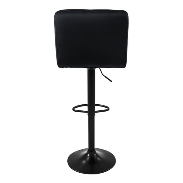 Barstol set om 2 svart sammetsöverdrag med ryggstöd och fotstöd höjdjusterbar 63-83cm ML-Design