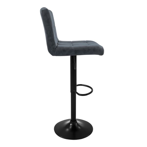 Barstol uppsättning av 2 antracit konstläderöverdrag med ryggstöd och fotstöd justerbar höjd 63-83cm ML-Design