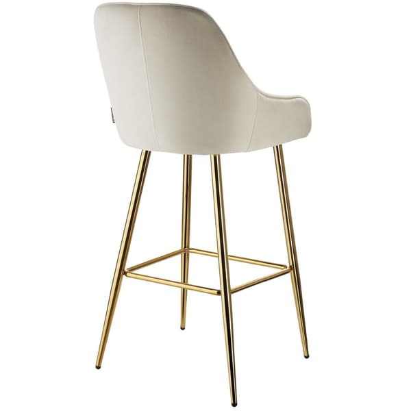 Barstol Avane med ryglæn, polstret, velour look - Sæt med 4 stk.