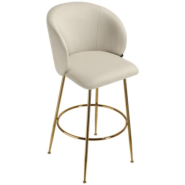 Barstol Luana, med rygstøtte, velour look - creme/guld,Sæt med 6 stk.