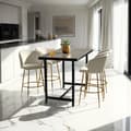 Miniatyrbillede 2 af 11: Barstol Luana, med rygstøtte, velour look - creme/guld,Sæt med 6 stk.