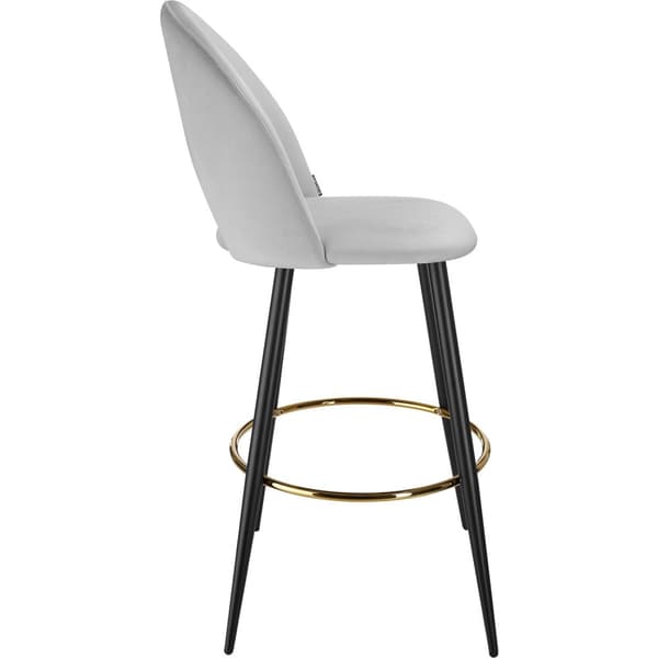Barstol Sachel med rygstøtte, velour look - lysegrå/sort,Sæt med 6 stk.