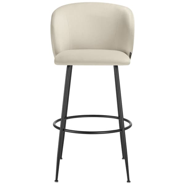 Barstol Luana, med rygstøtte, velour look - creme/sort,Sæt med 6 stk.