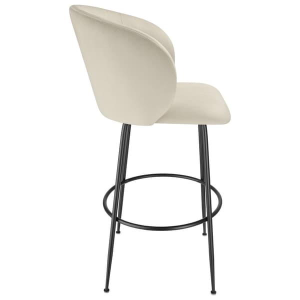 Barstol Luana, med rygstøtte, velour look - creme/sort,Sæt med 6 stk.