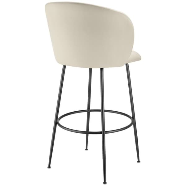 Barstol Luana, med rygstøtte, velour look - creme/sort,Sæt med 6 stk.