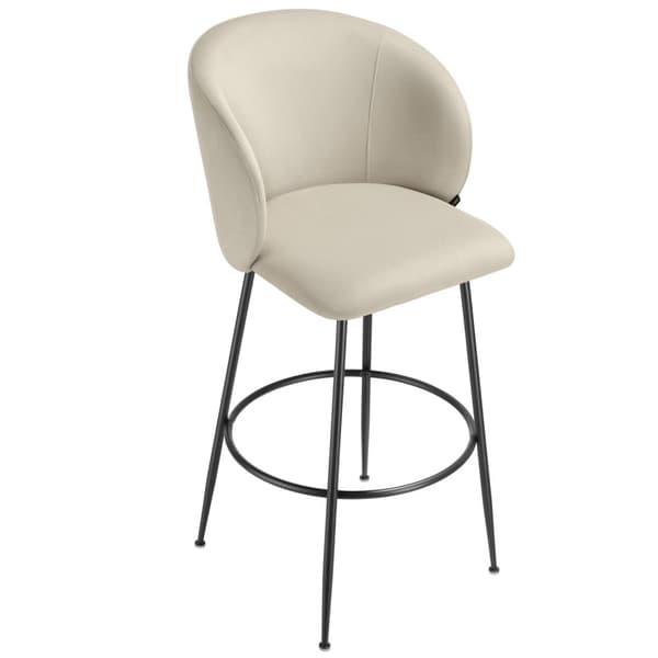 Barstol Luana, med rygstøtte, velour look - creme/sort,Sæt med 6 stk.