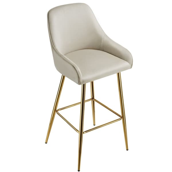 Barstol Avane med ryglæn, polstret, velour look - Sæt med 2 stk.