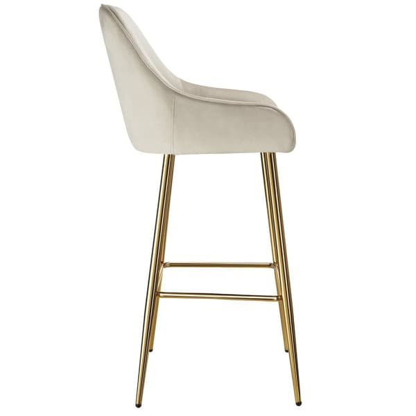 Barstol Avane med ryglæn, polstret, velour look - Sæt med 2 stk.