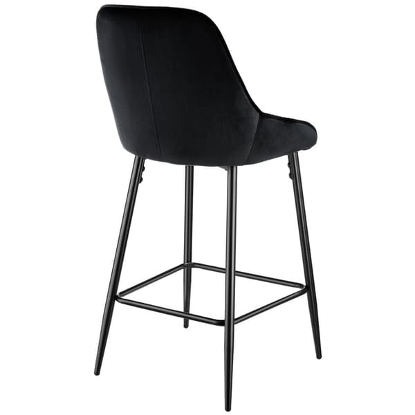 Barstol Siera med rygstøtte - Velour sort/sort,Sæt med 6 stk.