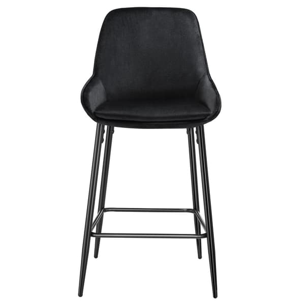 Barstol Siera med rygstøtte - Velour sort/sort,Sæt med 6 stk.
