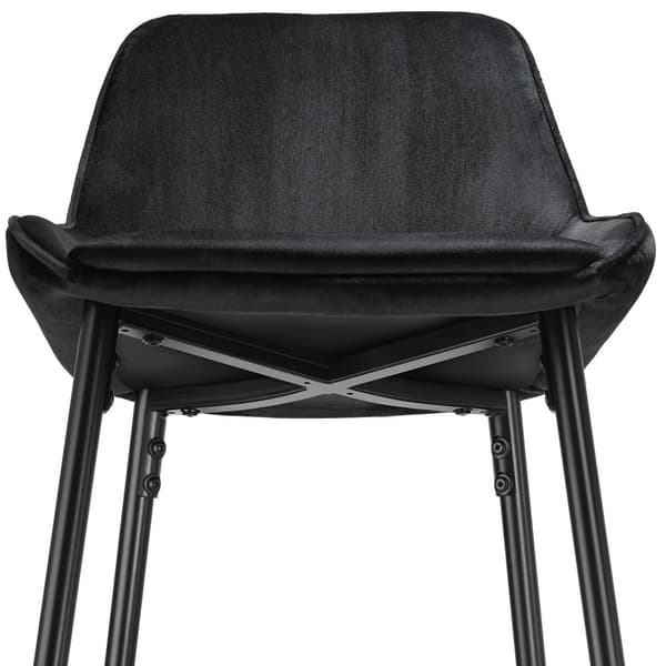 Barstol Siera med rygstøtte - Velour sort/sort,Sæt med 6 stk.