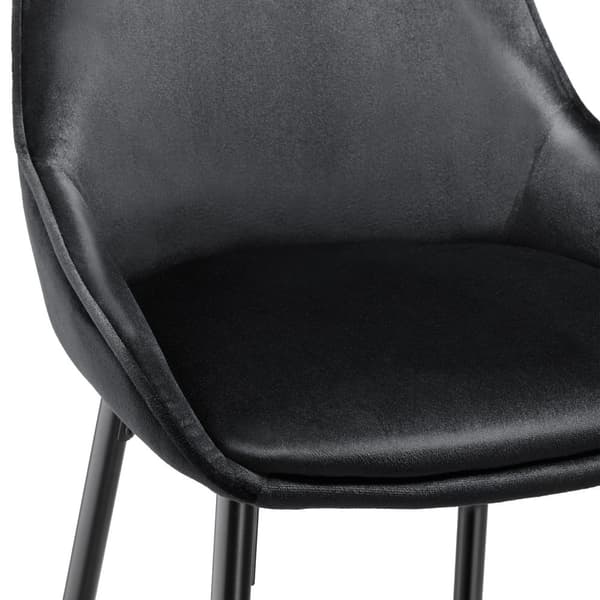 Barstol Siera med rygstøtte - Velour sort/sort,Sæt med 6 stk.