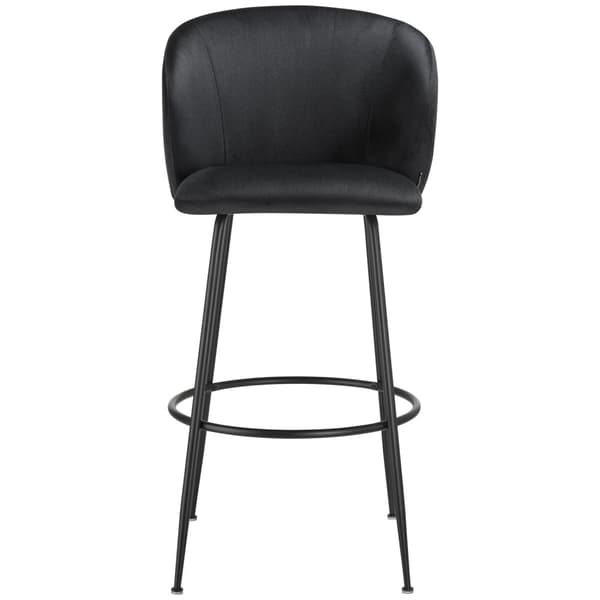 Barstol Luana, med rygstøtte, velour look - sort/sort,Sæt med 4 stk.