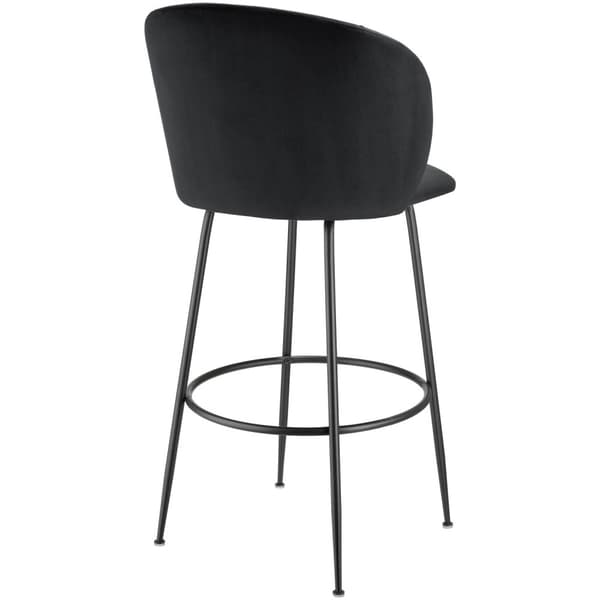 Barstol Luana, med rygstøtte, velour look - sort/sort,Sæt med 4 stk.