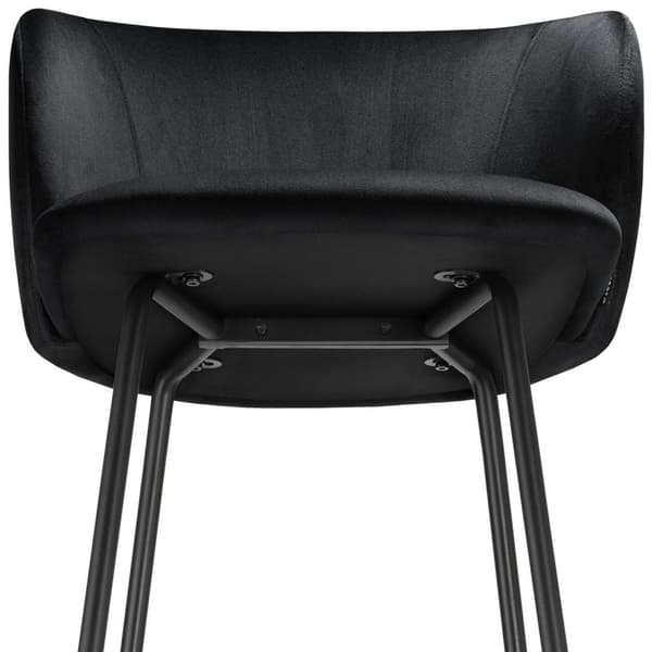 Barstol Luana, med rygstøtte, velour look - sort/sort,Sæt med 4 stk.