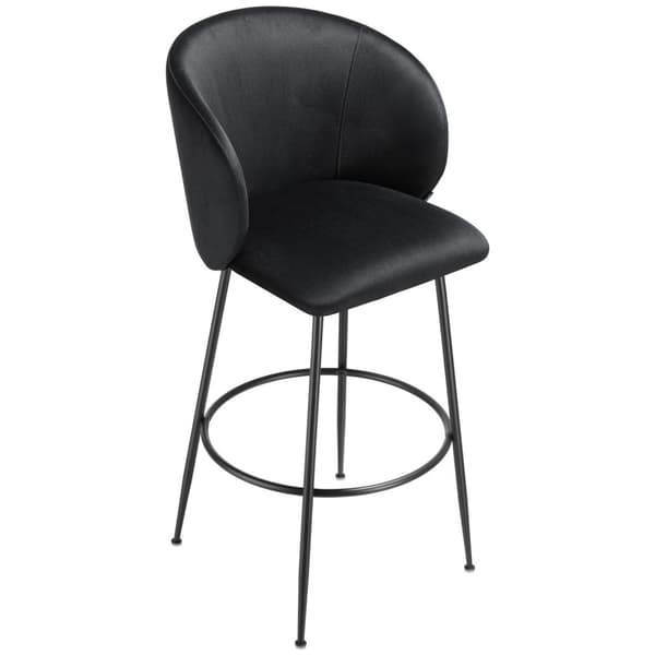 Barstol Luana, med rygstøtte, velour look - sort/sort,Sæt med 4 stk.
