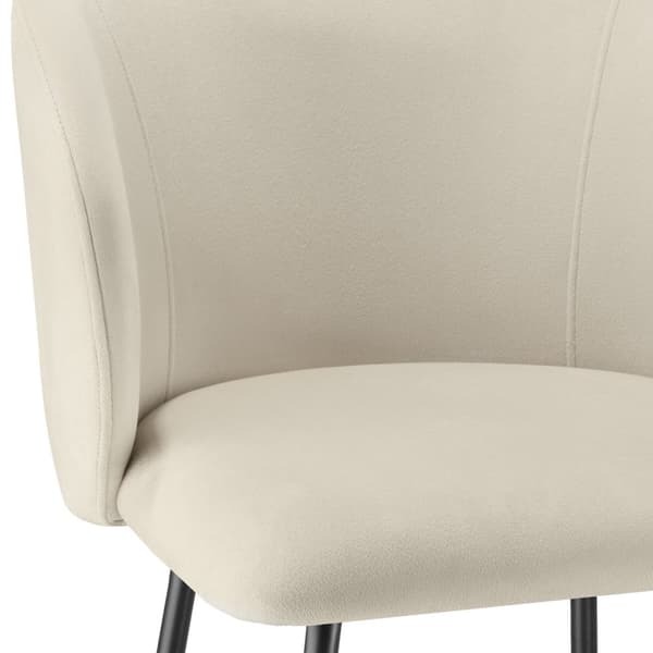 Barstol Luana, med rygstøtte, velour look - creme/sort,Sæt med 2 stk.