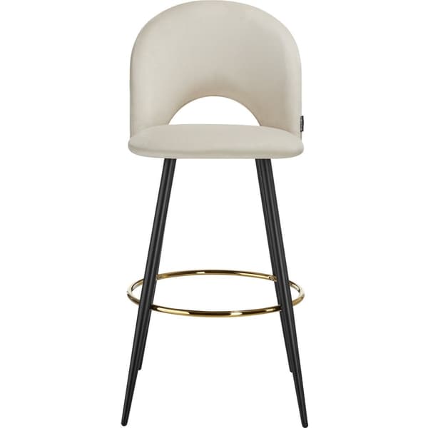 Barstol Sachel med rygstøtte, velour look - creme/sort,Sæt med 2 stk.