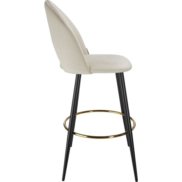 Barstol Sachel med rygstøtte, velour look - creme/sort,Sæt med 2 stk.