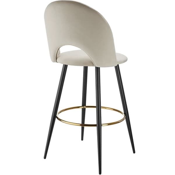 Barstol Sachel med rygstøtte, velour look - creme/sort,Sæt med 2 stk.