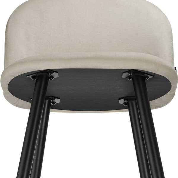 Barstol Sachel med rygstøtte, velour look - creme/sort,Sæt med 2 stk.
