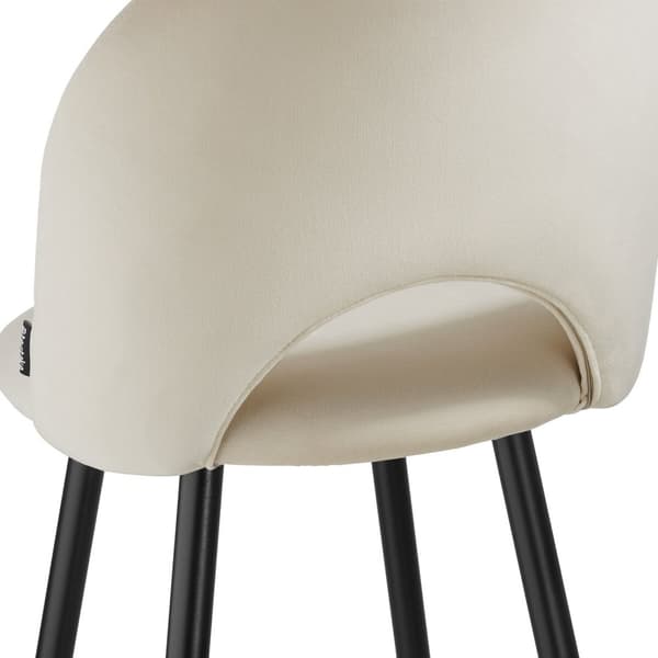 Barstol Sachel med rygstøtte, velour look - creme/sort,Sæt med 2 stk.