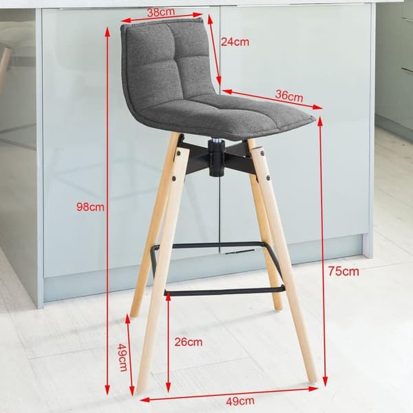 Baarituoli, FST45-DG, Istumakorkeus 75 cm Istuinsyvyys 36 cm, Harmaa