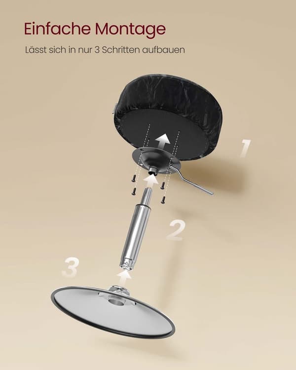 Makeup Skammel, VASAGLE LJB120B01, 38x44-60 cm, Sort