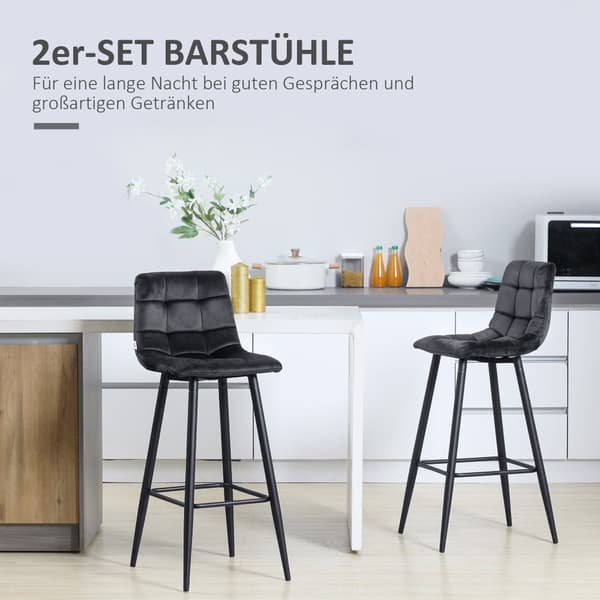 Barstol Set, 2er-Set, 42x47x105 cm, Svart