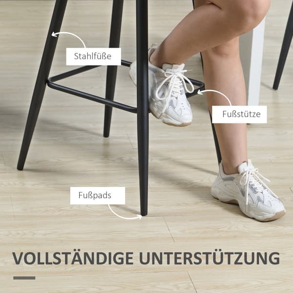 Barstol Set, 2er-Set, 42x47x105 cm, Svart