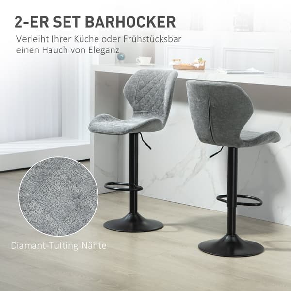 Baarituoli, 2 kpl, 48x51.5x91-112 cm, Harmaa