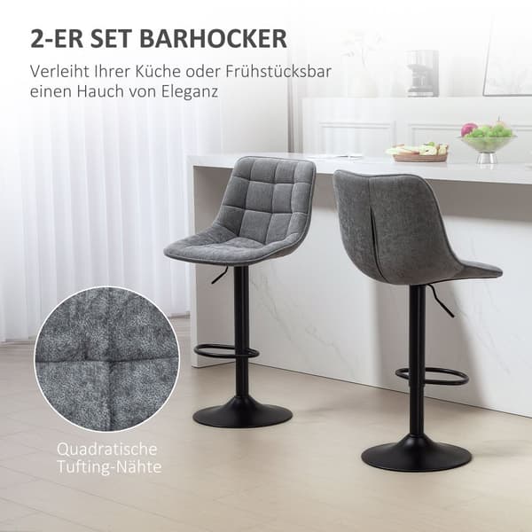 Barstol Set, 2er-Set, 47x53x96-117 cm, Mörkgrå