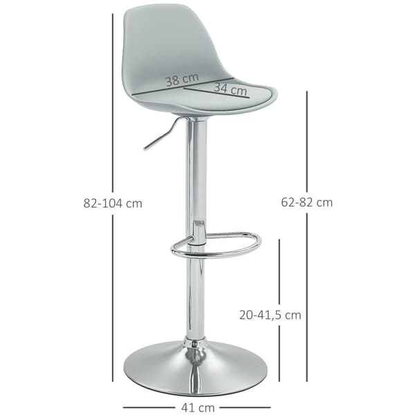 Barpall Set, 38x42x82-104 cm, Grå