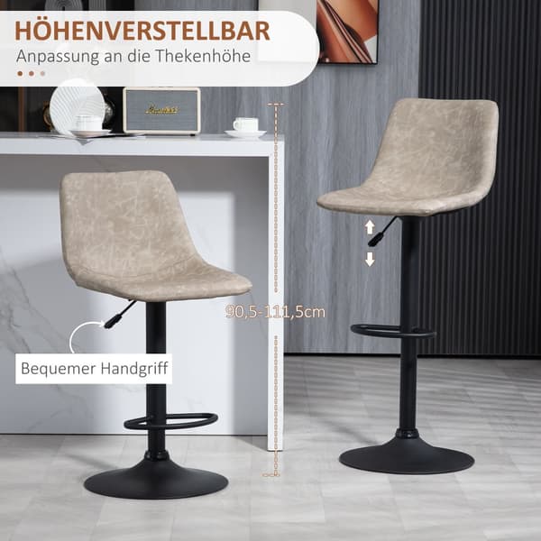 Barstol Sæt, 2er-Set, 42x47.5x90.5-111.5 cm, Beige