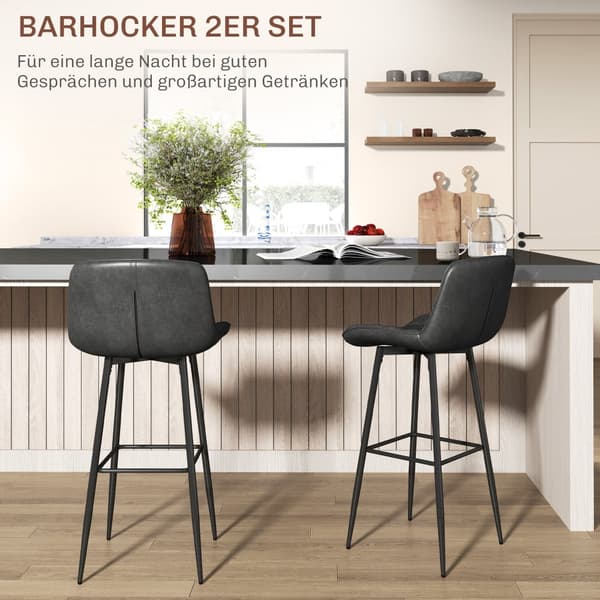 Barstolsæt, 2er-Set, 48,5x48x98 cm, Mørkegrå