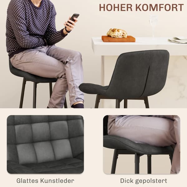Barstolsæt, 2er-Set, 48,5x48x98 cm, Mørkegrå