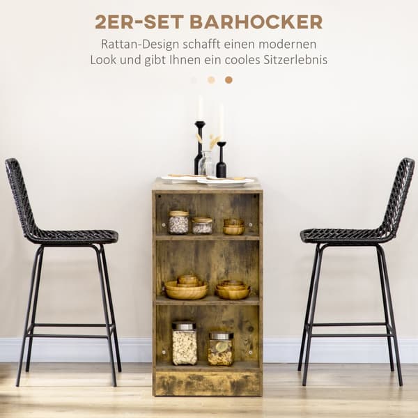 Barstolsæt, 2er-Set, 42,5x52x102 cm, Sort