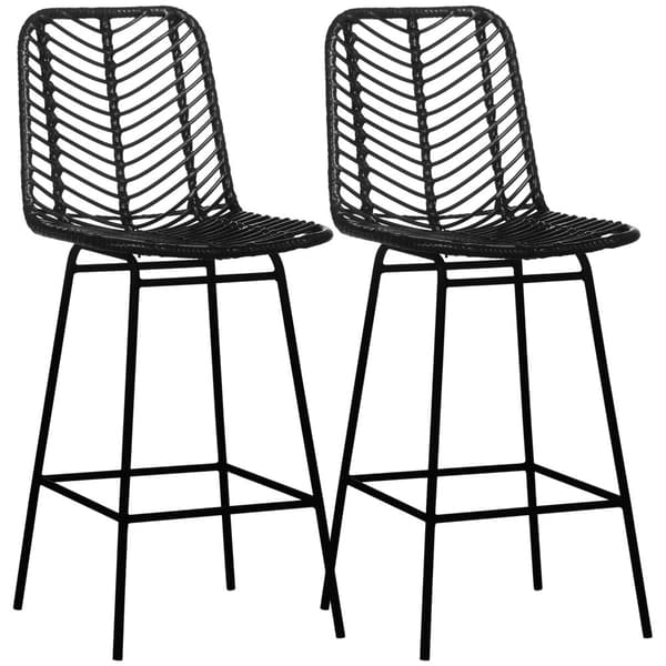 Barstolsæt, 2er-Set, 42,5x52x102 cm, Sort